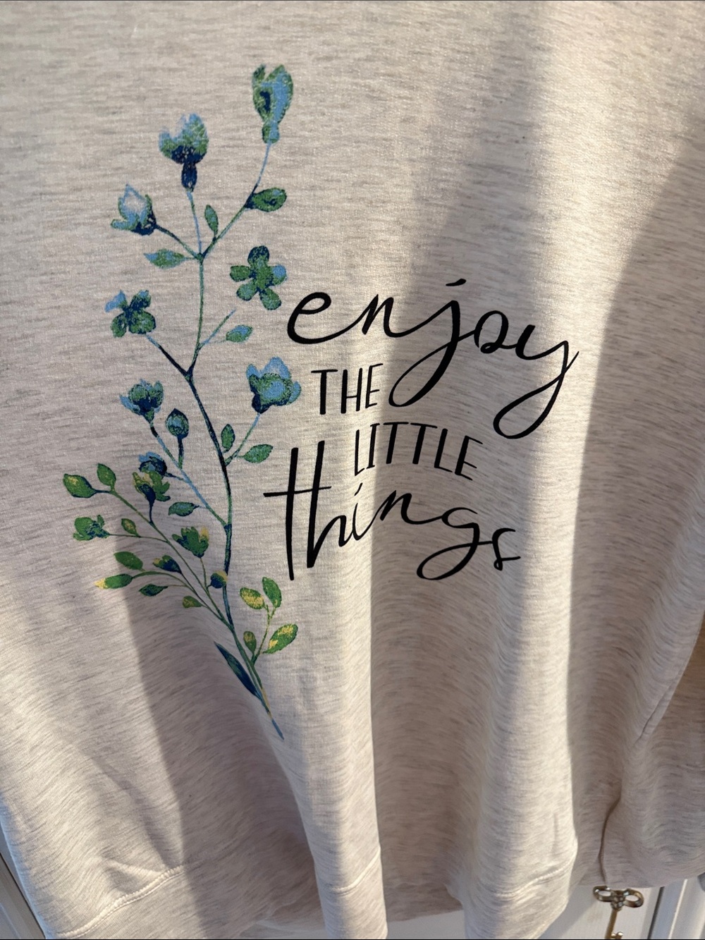 Enjoy The Little Things Light Heather Gray Floral Sweatshirt